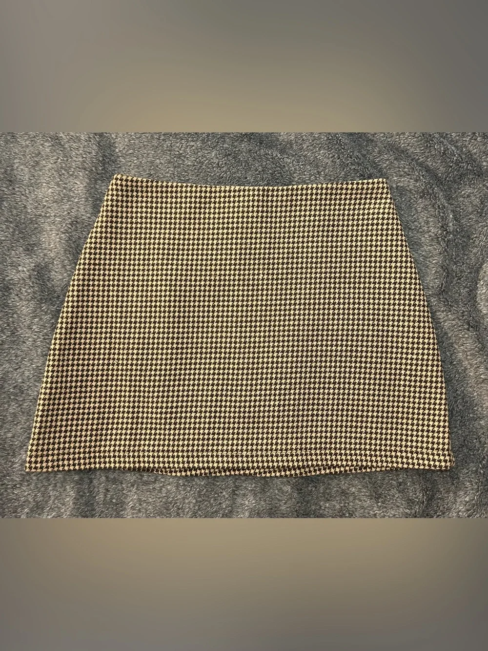 Houndstooth Mini Skirt in Brown and Cream